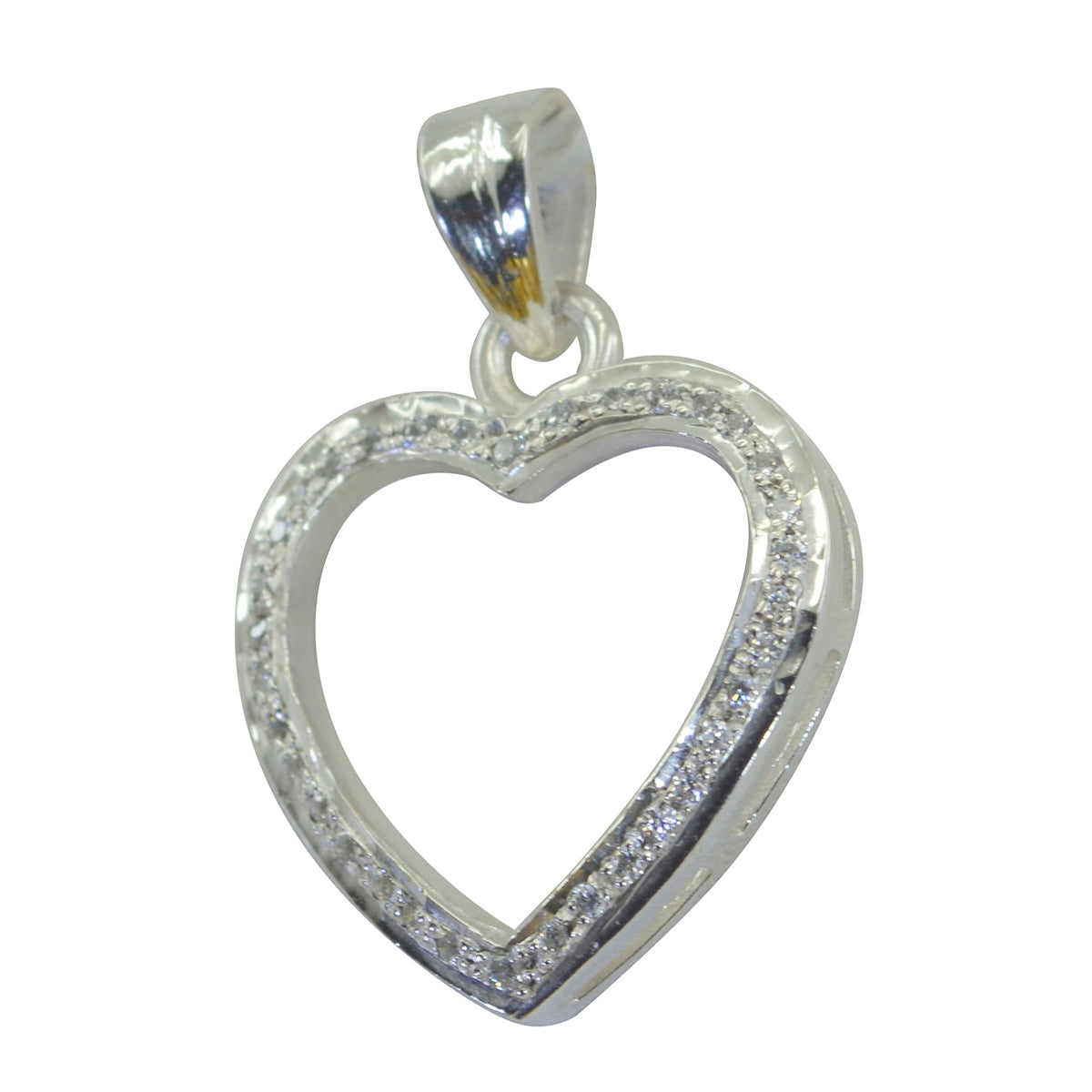 Natcha Heart Shaped Pendant for Women with Sparkling Stones White Cz White White