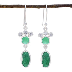 Hina Green Gemstone Earrings with Elegant Design Indian Emerald Green Dangle