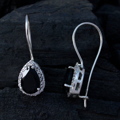 Hua Black Dangle Earrings with Sparkling Accents