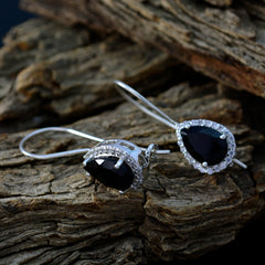 Hua Black Dangle Earrings with Sparkling Accents