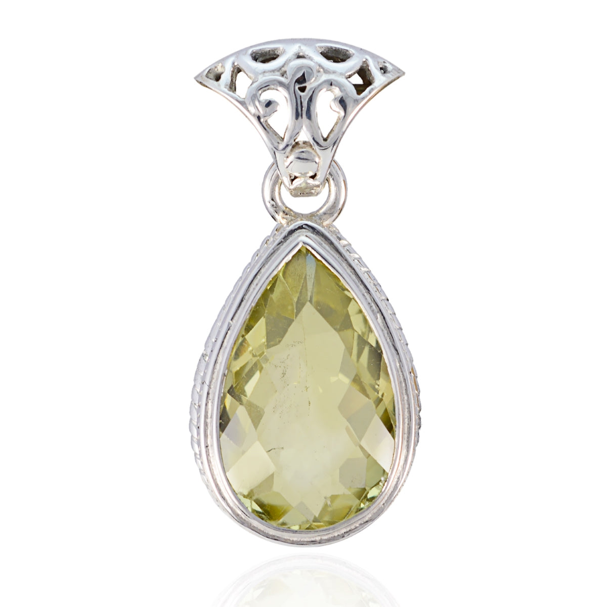 Aurora Indian Fashion Jewellery Pendant with Gemstone Lemon Quartz Yellow Yellow