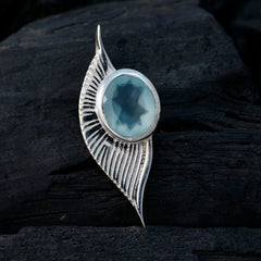 Ines Aqua Gemstone Pendant - Elegant Silver Design
