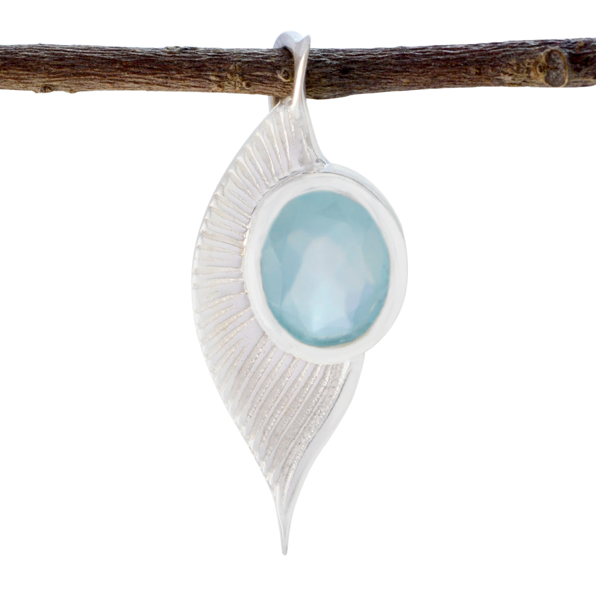 Ines Aqua Gemstone Pendant - Elegant Silver Design Aqua Chalcedony Aqua Aqua