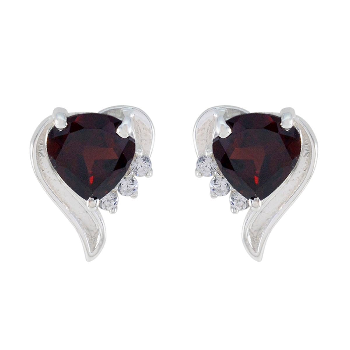 Isabel Red Stud Earrings with Elegant Design Garnet Red Stud
