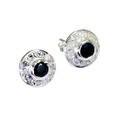 Isabella Black Stud Earrings with Sparkling Detail