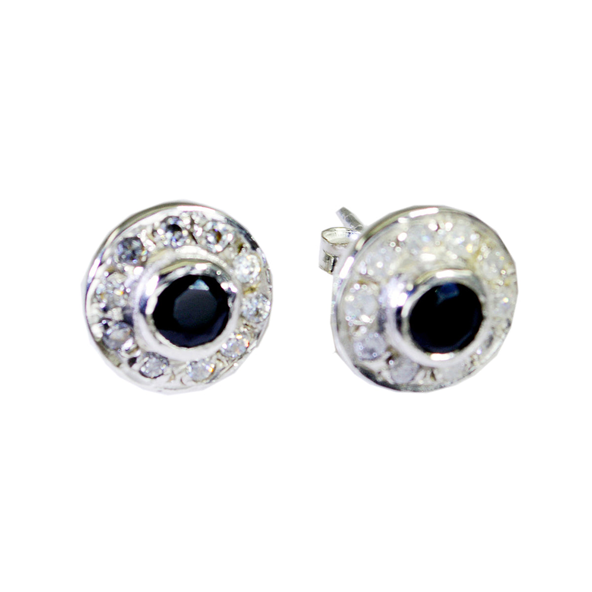 Isabella Black Stud Earrings with Sparkling Detail Black Onyx Black Stud
