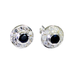 Isabella Black Stud Earrings with Sparkling Detail Black Onyx Black Stud