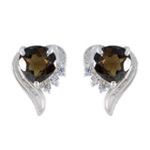 Isabella Brown Stud Earrings for Stylish Elegance Smoky Quartz Brown Stud