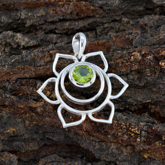 Isabella Green Pendant Sterling Silver Flower Design
