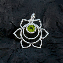 Isabella Green Pendant Sterling Silver Flower Design