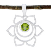 Isabella Green Pendant Sterling Silver Flower Design Peridot Green Green