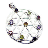 Isabella Statement Necklace Multigemstone Silver Pendant Multi Stone multicolor Multicolor