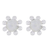Isabella White Solitaire Earrings for Stylish Glam Rainbow Moonstone White Stud