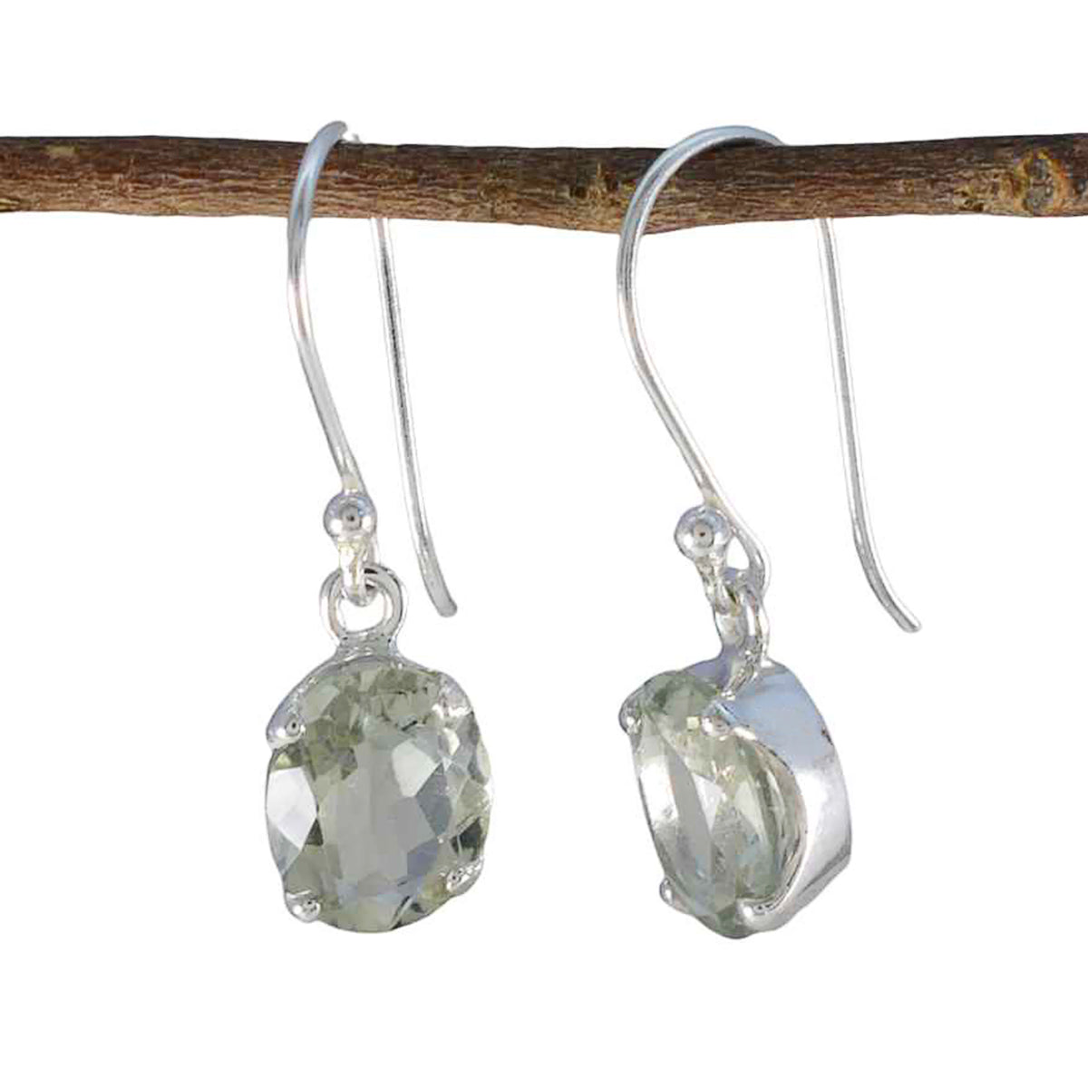 Isadora Green Solitaire Earrings - Elegant Everyday Wear Green Amethyst Green Dangle