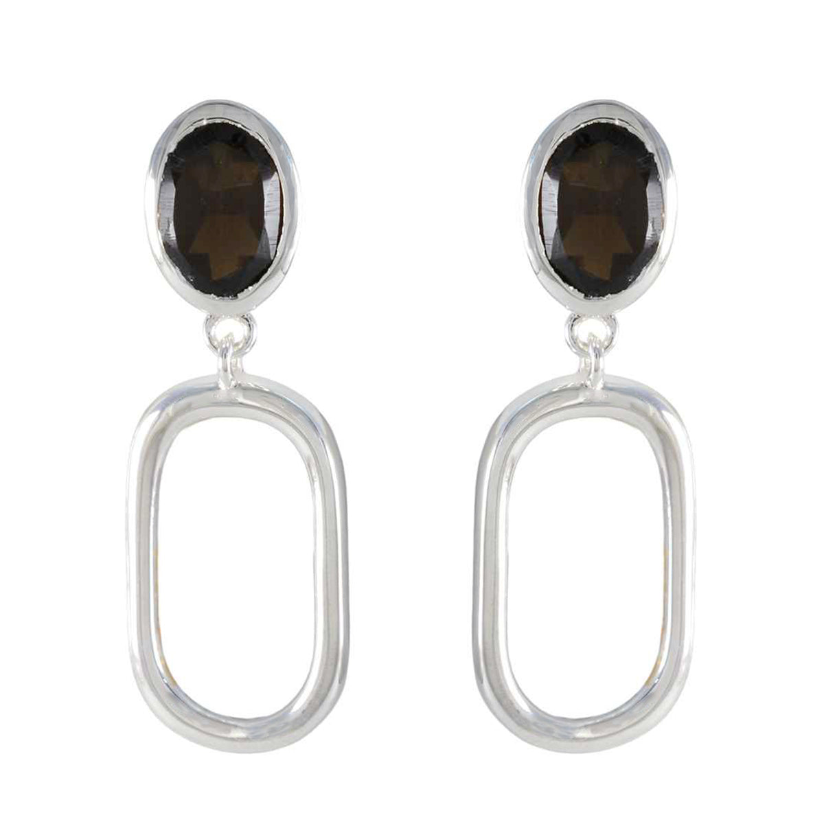 Ivana Brown Solitaire Earrings for Every Occasion Smoky Quartz Brown Stud