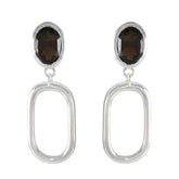 Ivana Brown Solitaire Earrings for Every Occasion Smoky Quartz Brown Stud