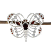 Ivana Featherlight Pendant - Butterfly Design with Gemstones Garnet Red Red