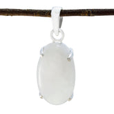 Ivana White Signet Pendant Elegant Oval Gemstone Rainbow Moonstone White White