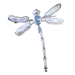 Ivy Blue Statement Pendant - Elegant Dragonfly Design Blue Topaz Blue Blue