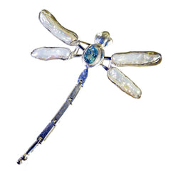 Ivy Blue Statement Pendant - Elegant Dragonfly Design
