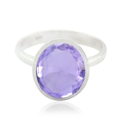 Ivy Ethnic Purple Solitaire Ring Sterling Silver Gemstone Amethyst Purple