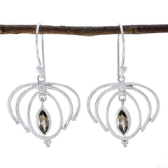 Agustina Brown Featherlight Solitaire Earrings Smoky Quartz Brown Dangle
