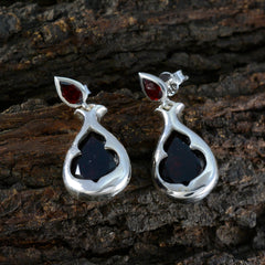 Emilia Red Stud Earrings - Elegant Silver Gemstone Styling