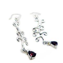 Yasmine Red Dangle Earrings with Chic Silver Design