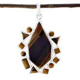 Constanza Statement Pendant for Women in Gemstone Tiger Eye Brown Brown
