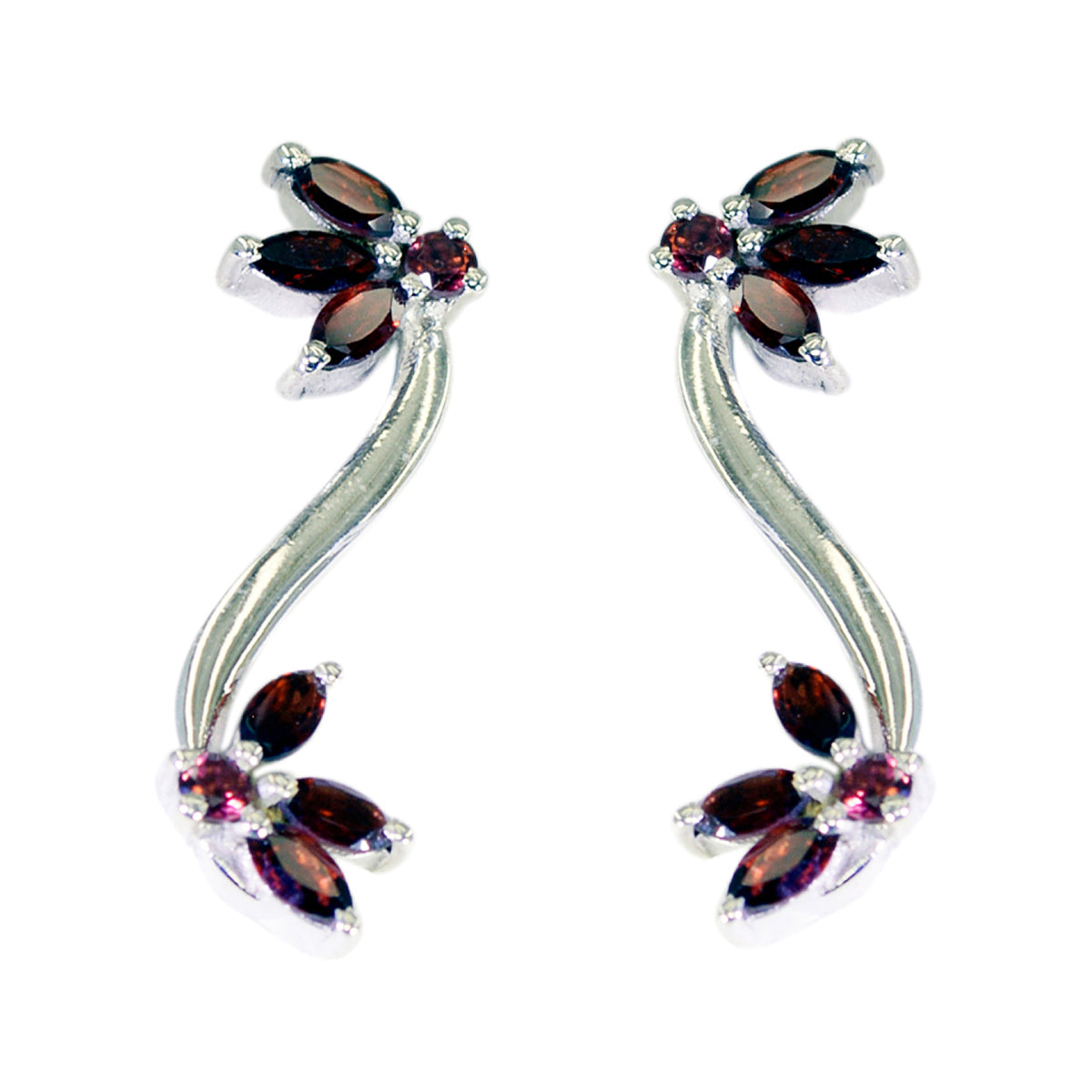 Jia Red Stud Earrings for Glam Everyday Wear Garnet Red Stud