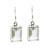 Jia Tiny Gemstone Earrings for Everyday Elegance Crystal Quartz White Dangle