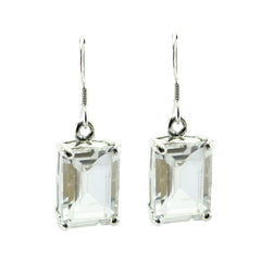 Jia Tiny Gemstone Earrings for Everyday Elegance Crystal Quartz White Dangle
