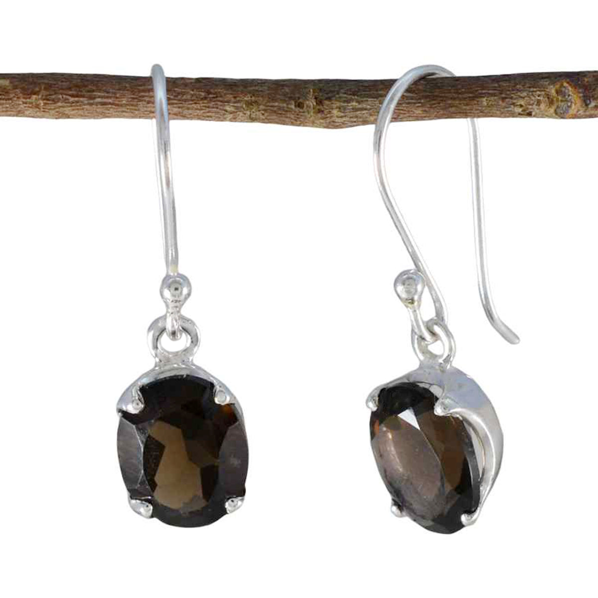 Joaquina Brown Solitaire Earring for Everyday Glam Smoky Quartz Brown Dangle