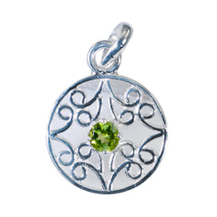 Josephine Green Art-Deco Pendant with Gemstone Accent Peridot Green Green