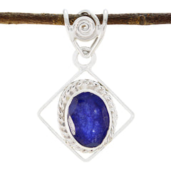 Julia Rope Jewelry Design Pendant with Blue Gemstone Indian Blue Sapphire Blue Blue