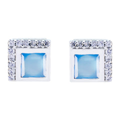 Julieta Blue Stud Earrings for Everyday Glam Blue Chalcedony Blue Stud