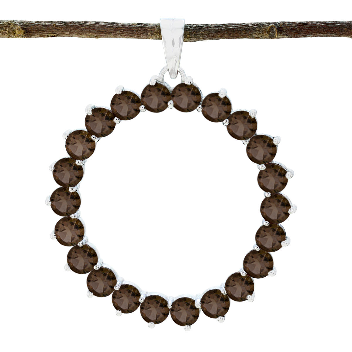 Julieta Brown Pendant Necklace with Smoky Gemstones Smoky Quartz Brown Brown