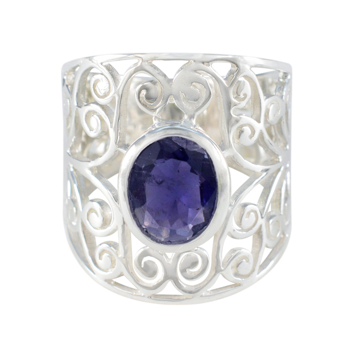 Katharina Filigree Blue Ring - Elegant Silver Design Iolite Blue