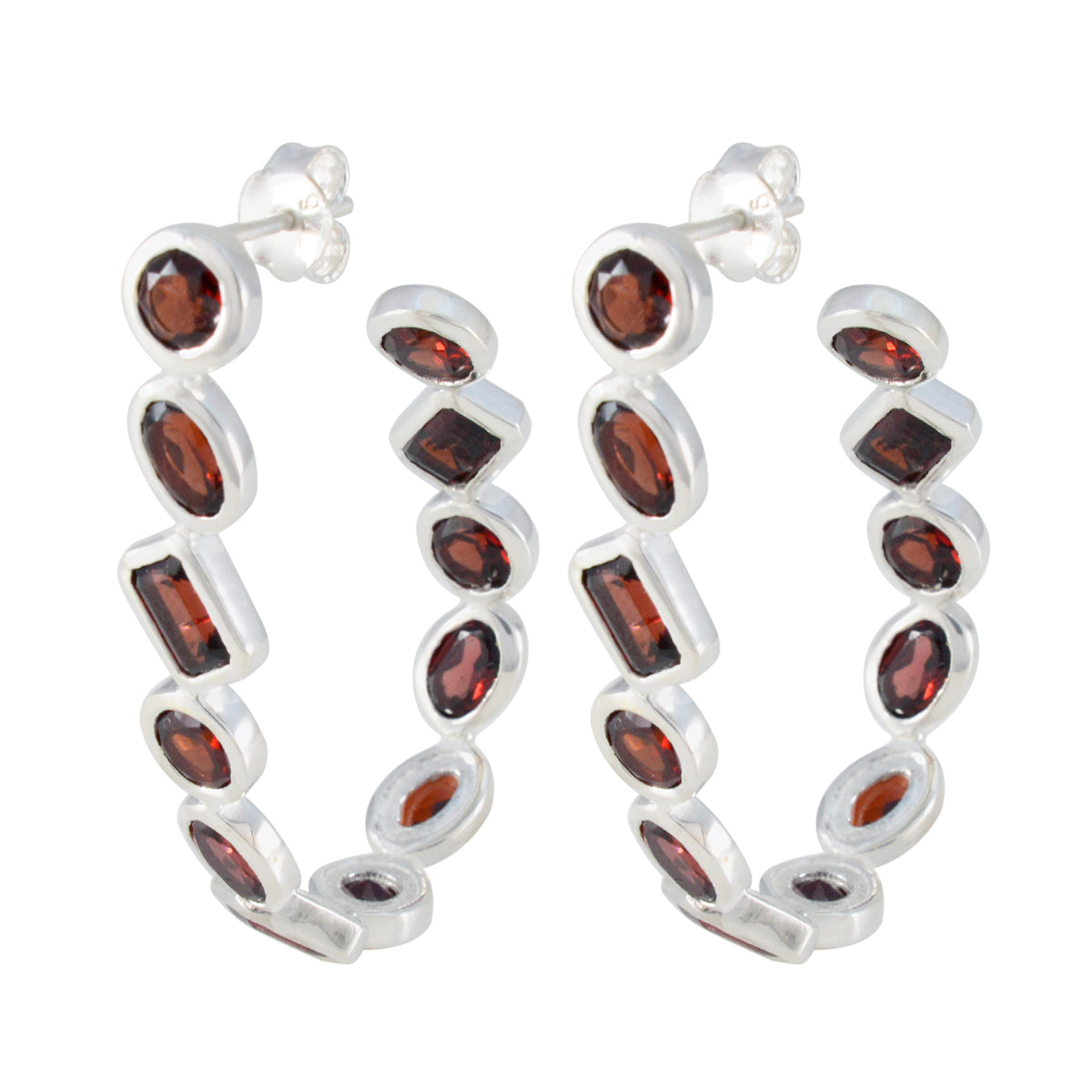 Katharina Red Stud Earrings for Stylish Everyday Wear Garnet Red Stud