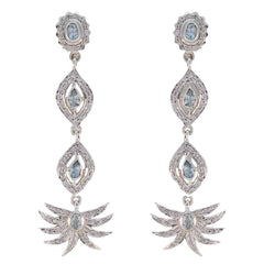 Kristine Blue Chunky Earrings for Trendy Elegance Blue Topaz Blue Stud