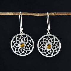 Kristine Brown Earrings with Silver Floral Design