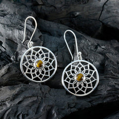 Kristine Brown Earrings with Silver Floral Design