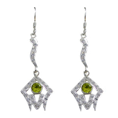 Kristine Green Dangle Earrings with Stylish Silver Design