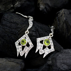 Kristine Green Dangle Earrings with Stylish Silver Design