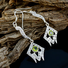 Kristine Green Dangle Earrings with Stylish Silver Design
