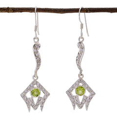 Kristine Green Dangle Earrings with Stylish Silver Design Peridot Green Dangle