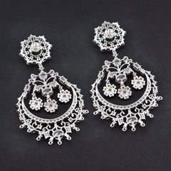 Lakshmi Green Stud Earrings with Elegant Floral Design