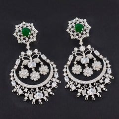 Lakshmi Green Stud Earrings with Elegant Floral Design