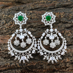 Lakshmi Green Stud Earrings with Elegant Floral Design