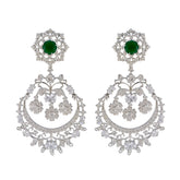 Lakshmi Green Stud Earrings with Elegant Floral Design Emerald CZ Green Stud